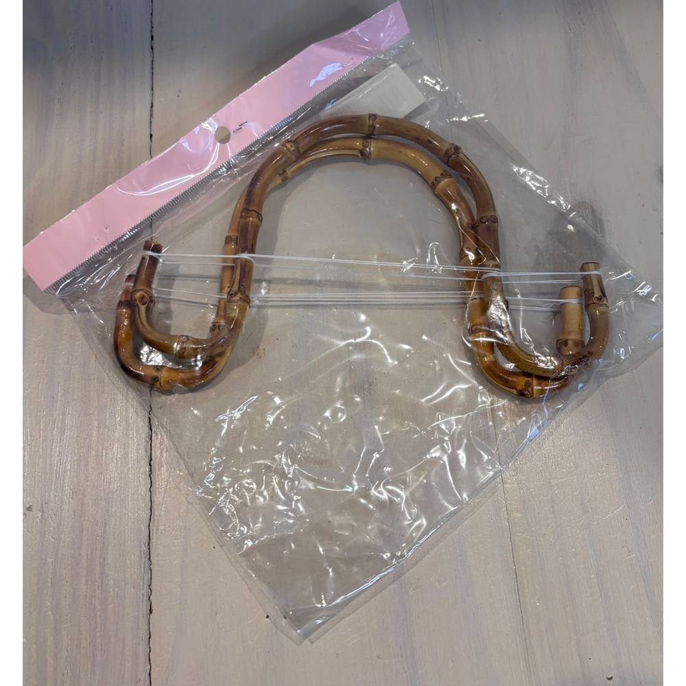 Natural Bamboo Purse Handles Pair U-Shape Replacement DIY Handbag Making No. 23